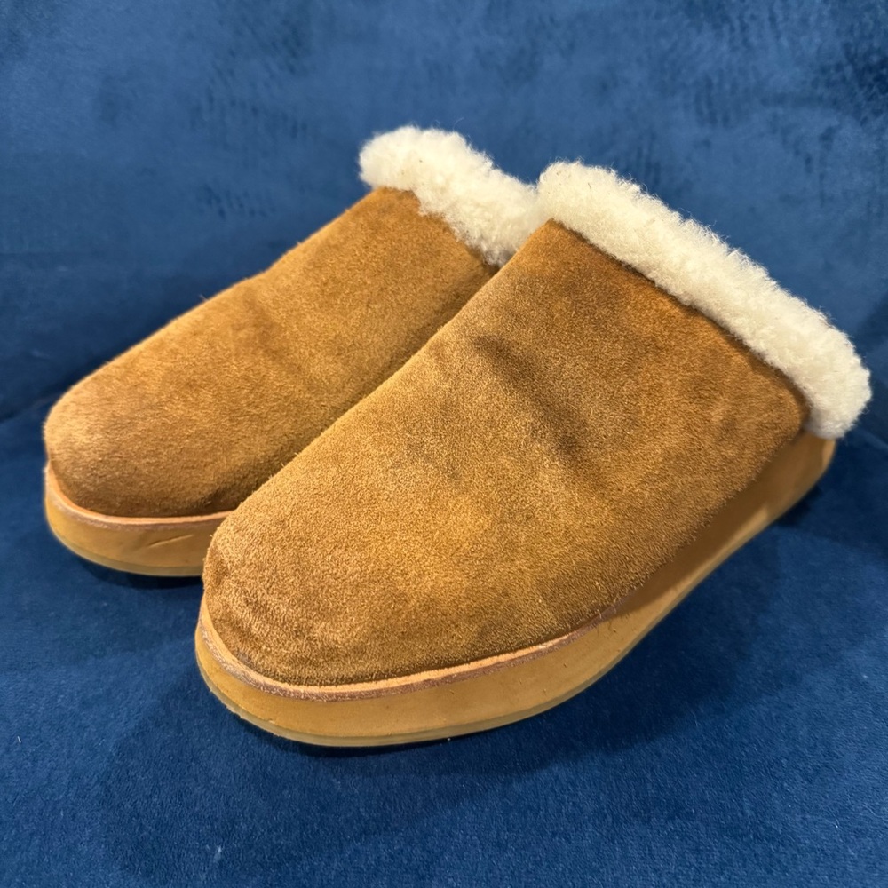 Bernardo Genuine Sheepskin Suede Platform Clog Slippers – Size 7M